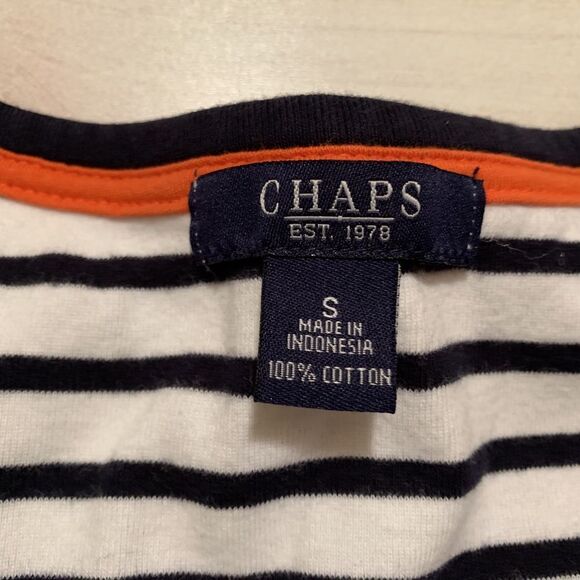 womens S chaps tank top navy‎ white striped orange - Picture 3 of 5